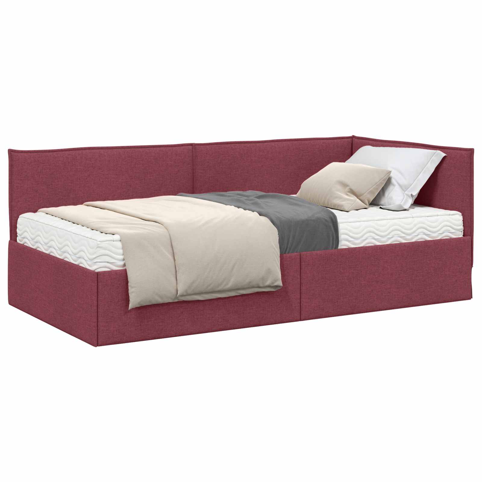 vidaXL Rama Łóżka Narożnego z Materacem 2 pcs Szary Aksamit