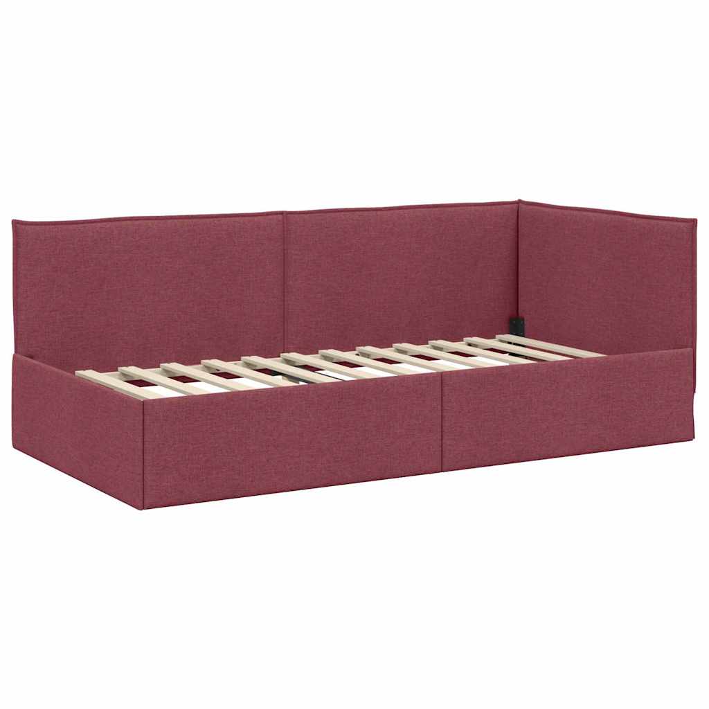 vidaXL Rama Łóżka Narożnego z Materacem 2 pcs Szary Aksamit