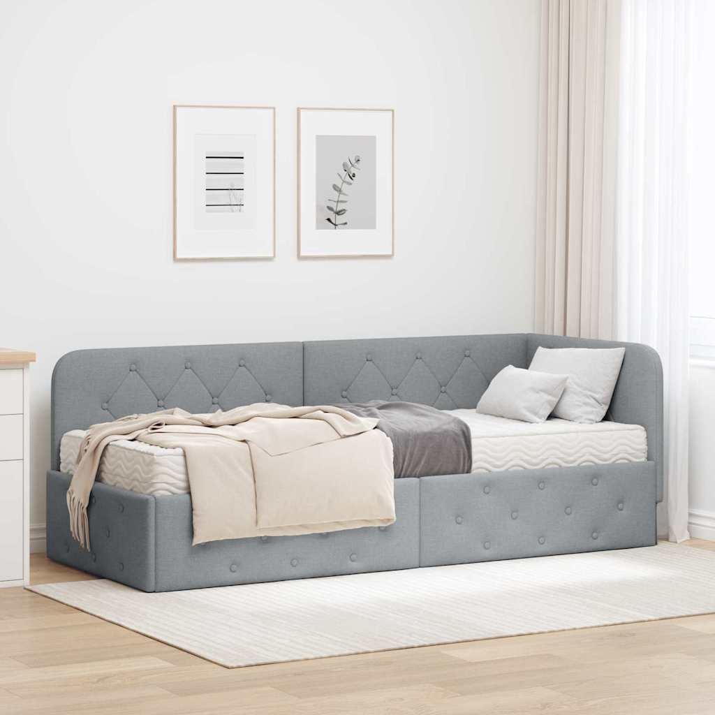 vidaXL Rama łóżka narożnego Jasnoszary 80 x 200 cm tkanina