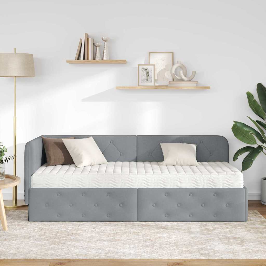 vidaXL Rama łóżka narożnego Jasnoszary 80 x 200 cm tkanina