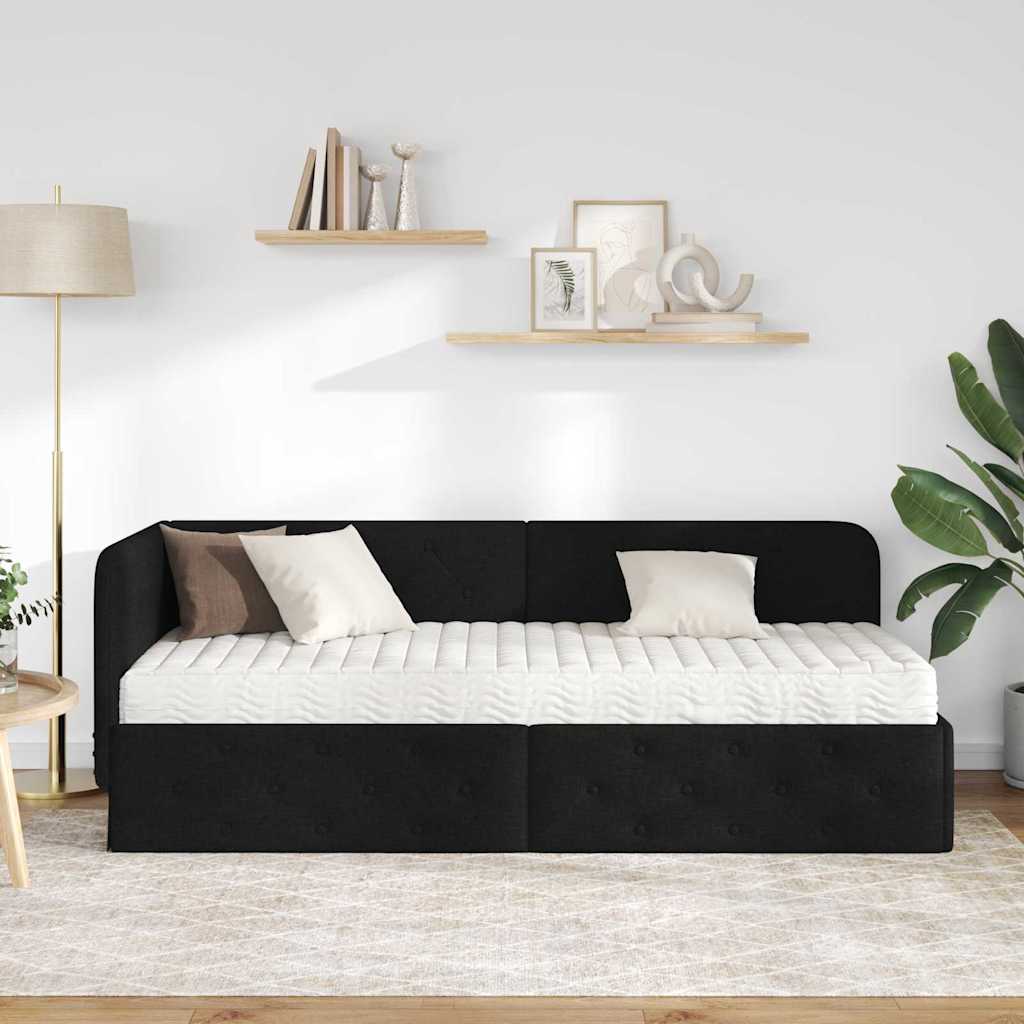 vidaXL Rama łóżka narożnego Czarny 80 x 200 cm tkanina