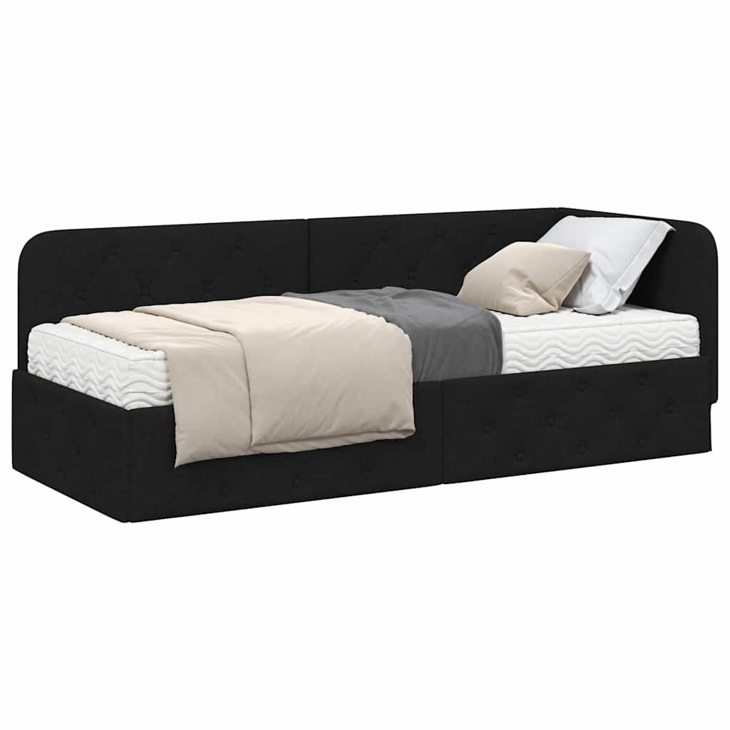 vidaXL Rama łóżka narożnego Czarny 80 x 200 cm tkanina