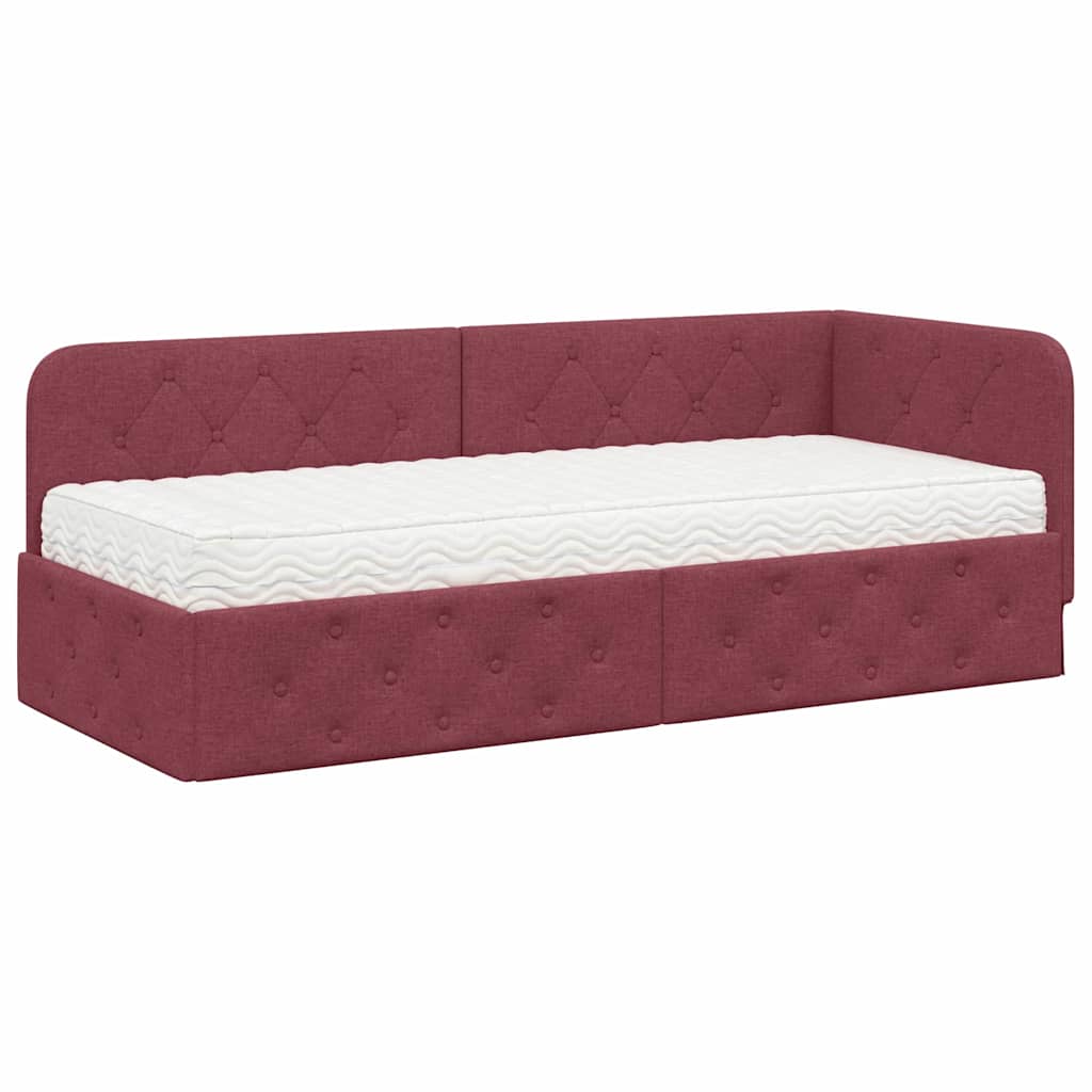 vidaXL Rama łóżka narożnego Czerwone wino 80 x 200 cm tkanina