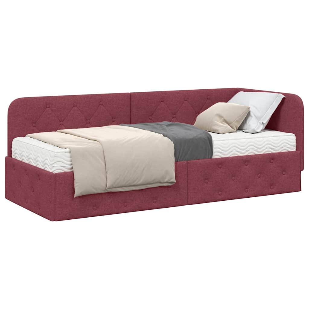 vidaXL Rama łóżka narożnego Czerwone wino 80 x 200 cm tkanina