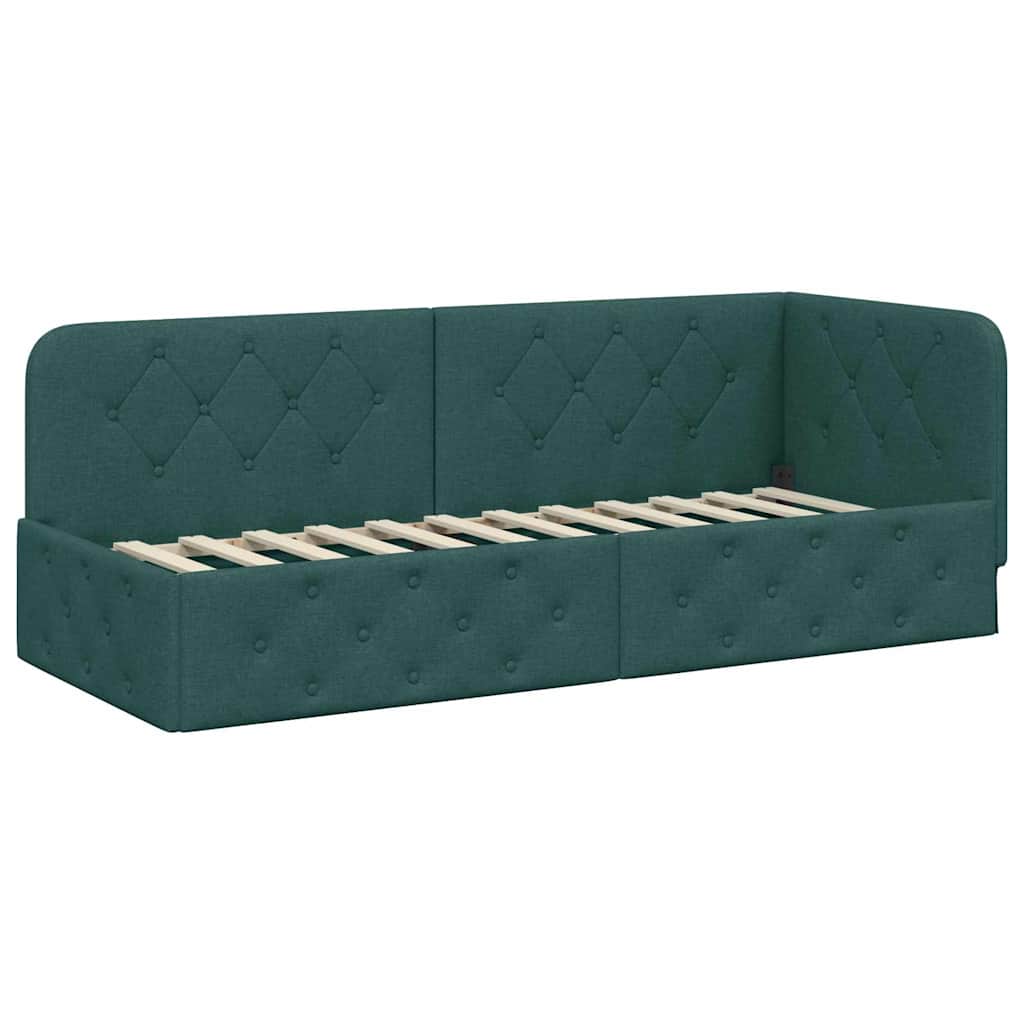 vidaXL Rama łóżka narożnego Ciemna zieleń 80 x 200 cm tkanina