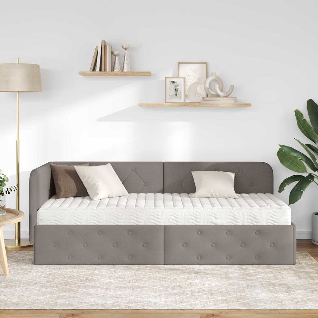 vidaXL Rama łóżka narożnego Ciemnoszary 80 x 200 cm tkanina