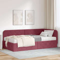 vidaXL Rama łóżka narożnego Czerwone wino 90 x 190 cm tkanina