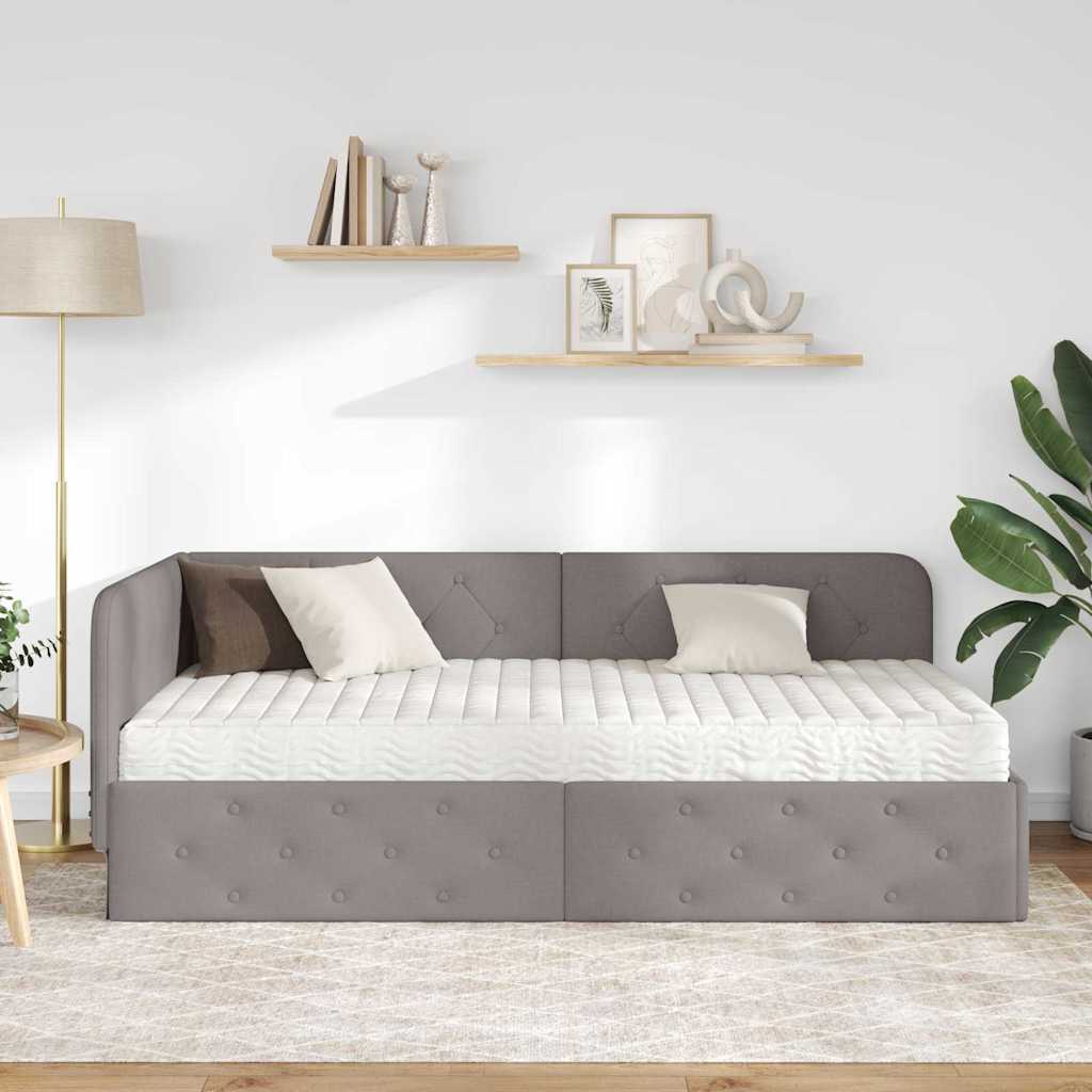vidaXL Rama łóżka narożnego Ciemnoszary 90 x 200 cm tkanina