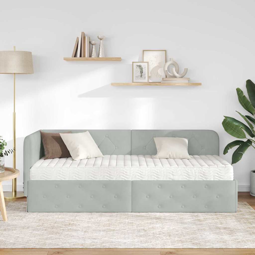 vidaXL Rama łóżka narożnego Jasnoszary 80 x 200 cm Aksamit