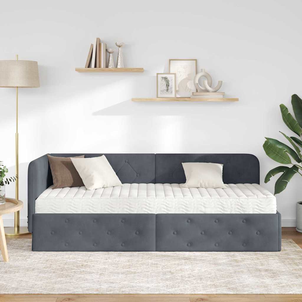 vidaXL Rama łóżka narożnego Ciemnoszary 80 x 200 cm Aksamit