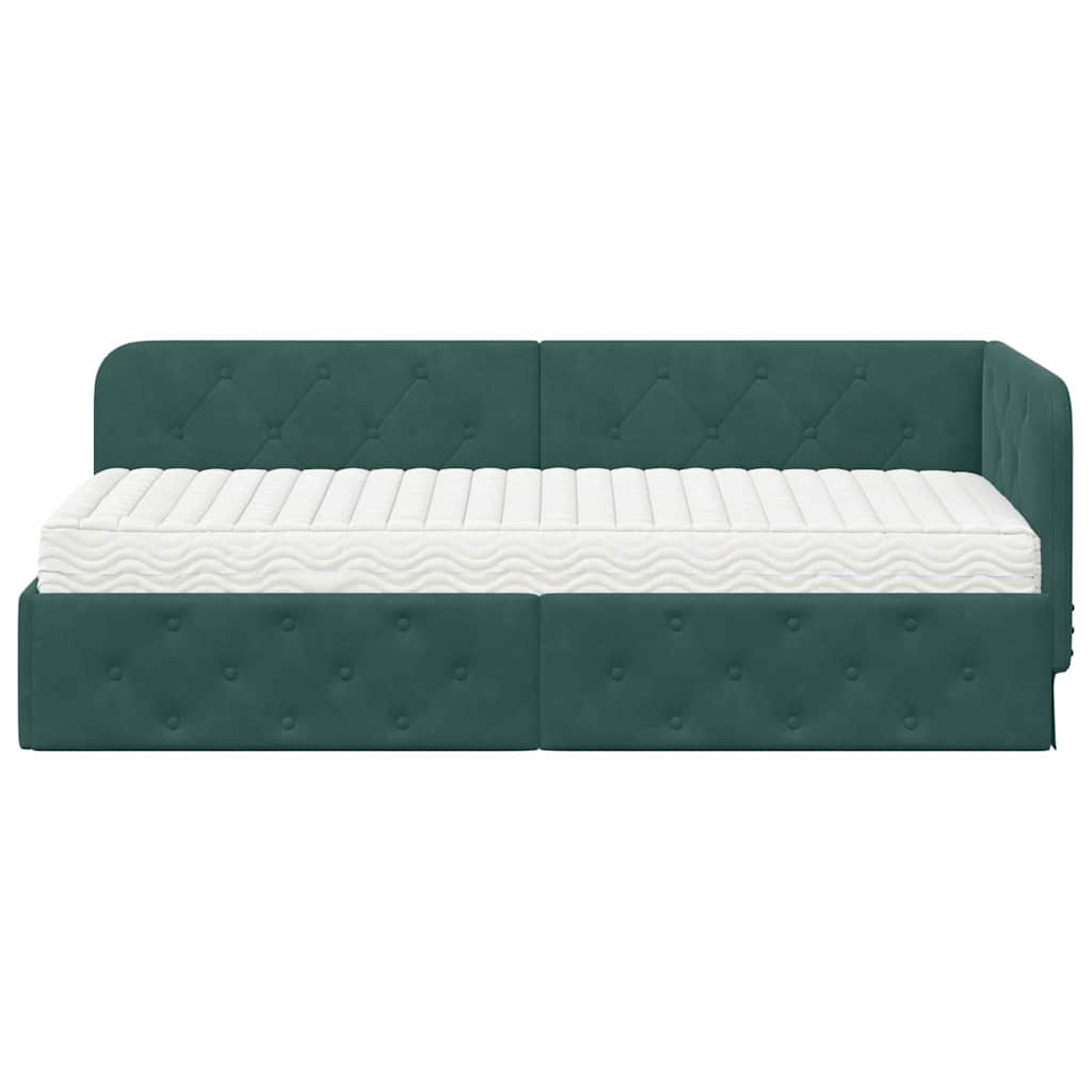 vidaXL Rama łóżka narożnego Ciemna zieleń 80 x 200 cm Aksamit