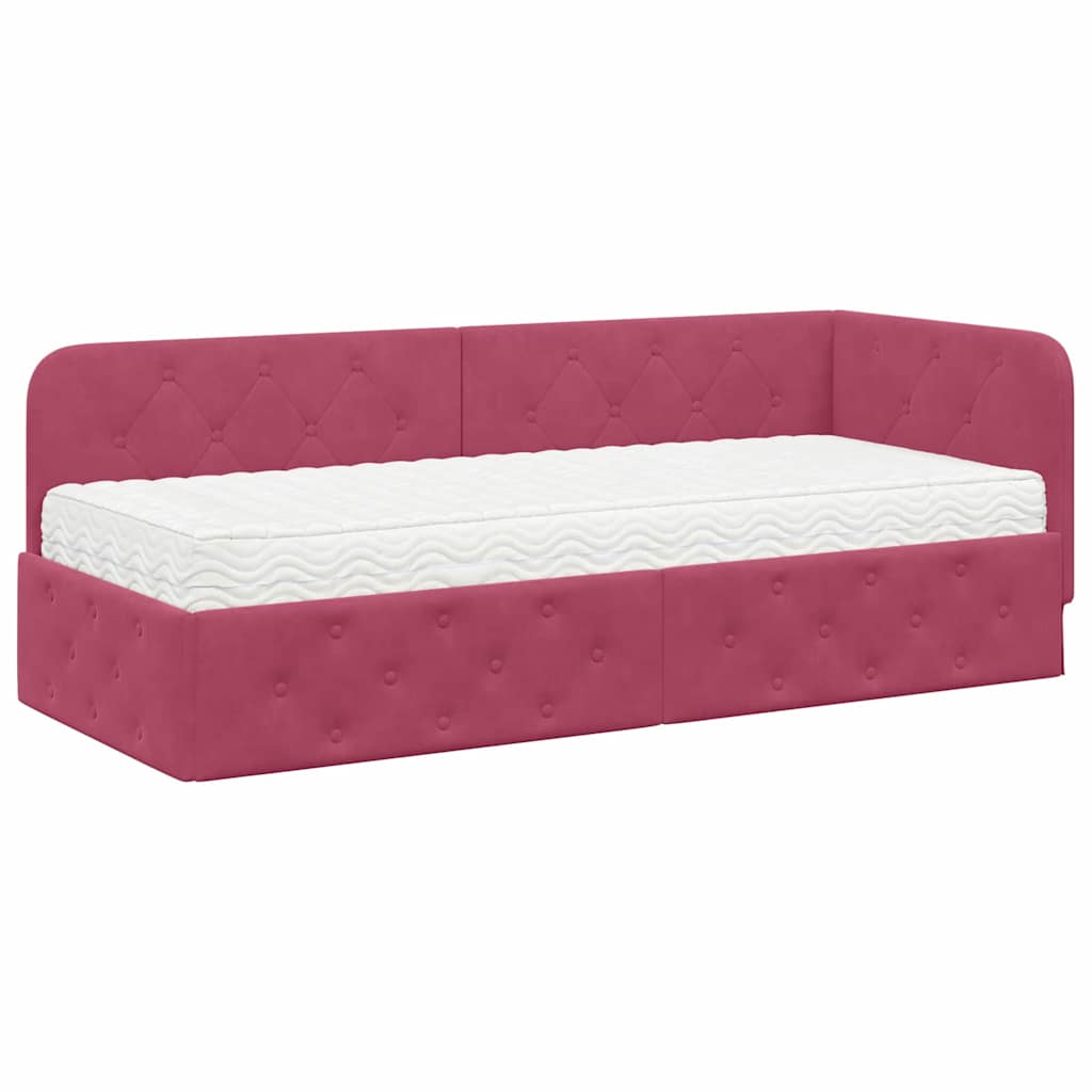 vidaXL Rama łóżka narożnego Czerwone wino 80 x 200 cm Aksamit