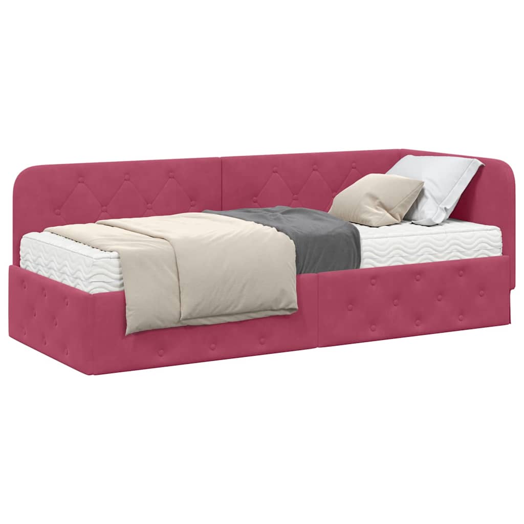 vidaXL Rama łóżka narożnego Czerwone wino 80 x 200 cm Aksamit
