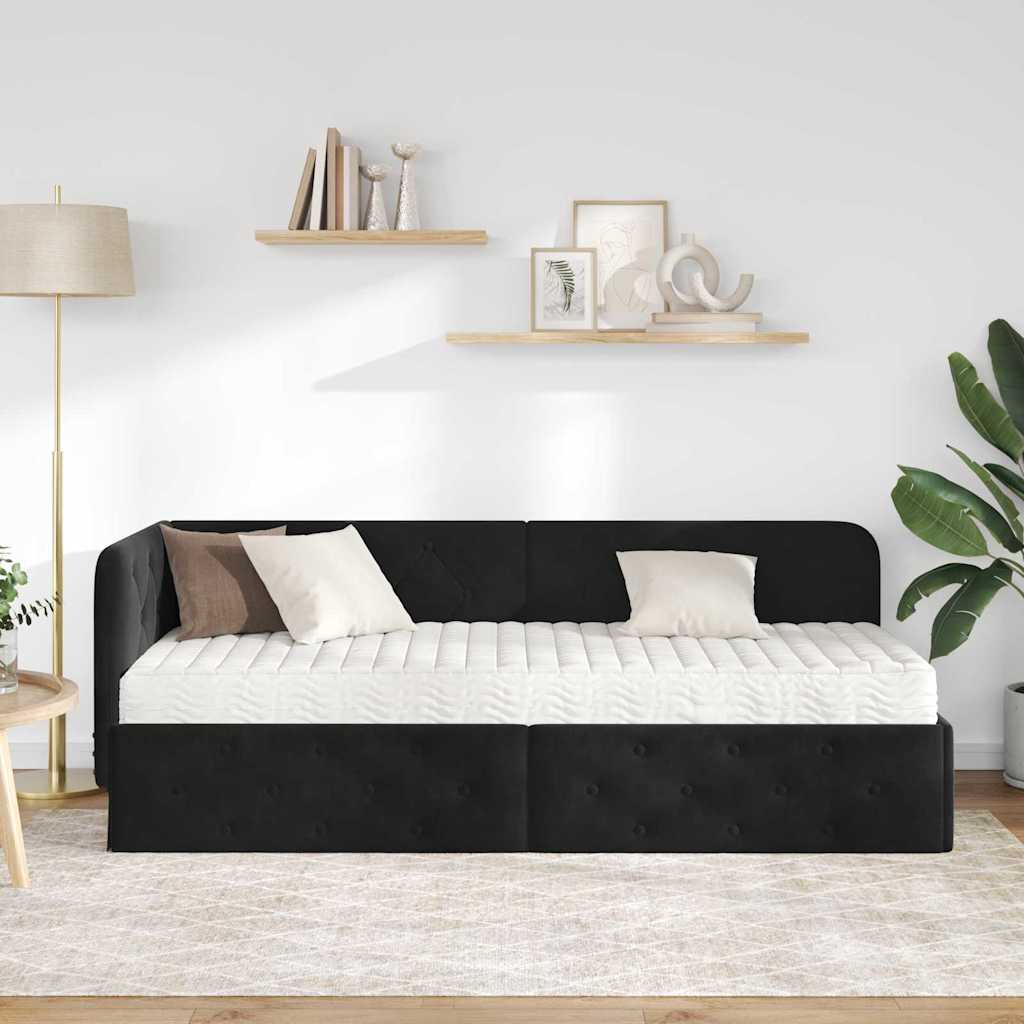 vidaXL Rama łóżka narożnego Czarny 80 x 200 cm Aksamit