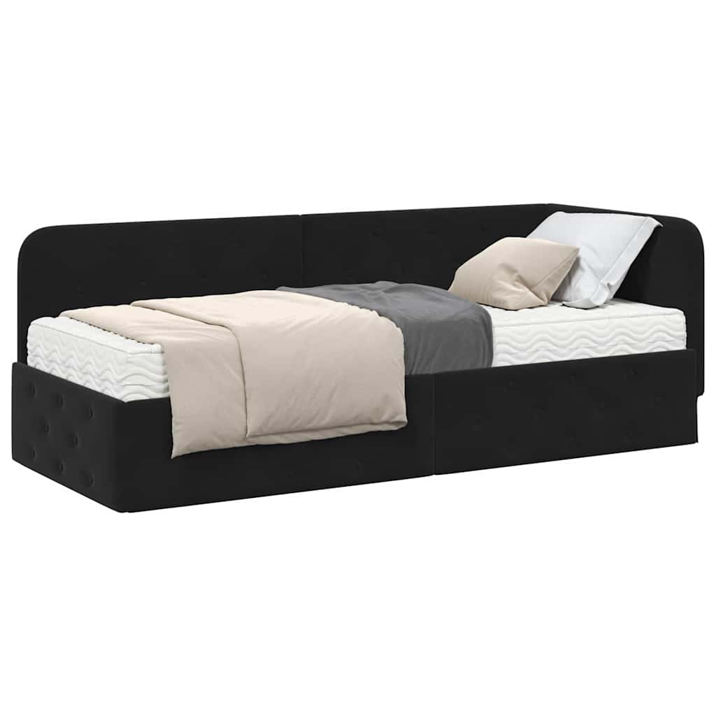 vidaXL Rama łóżka narożnego Czarny 80 x 200 cm Aksamit
