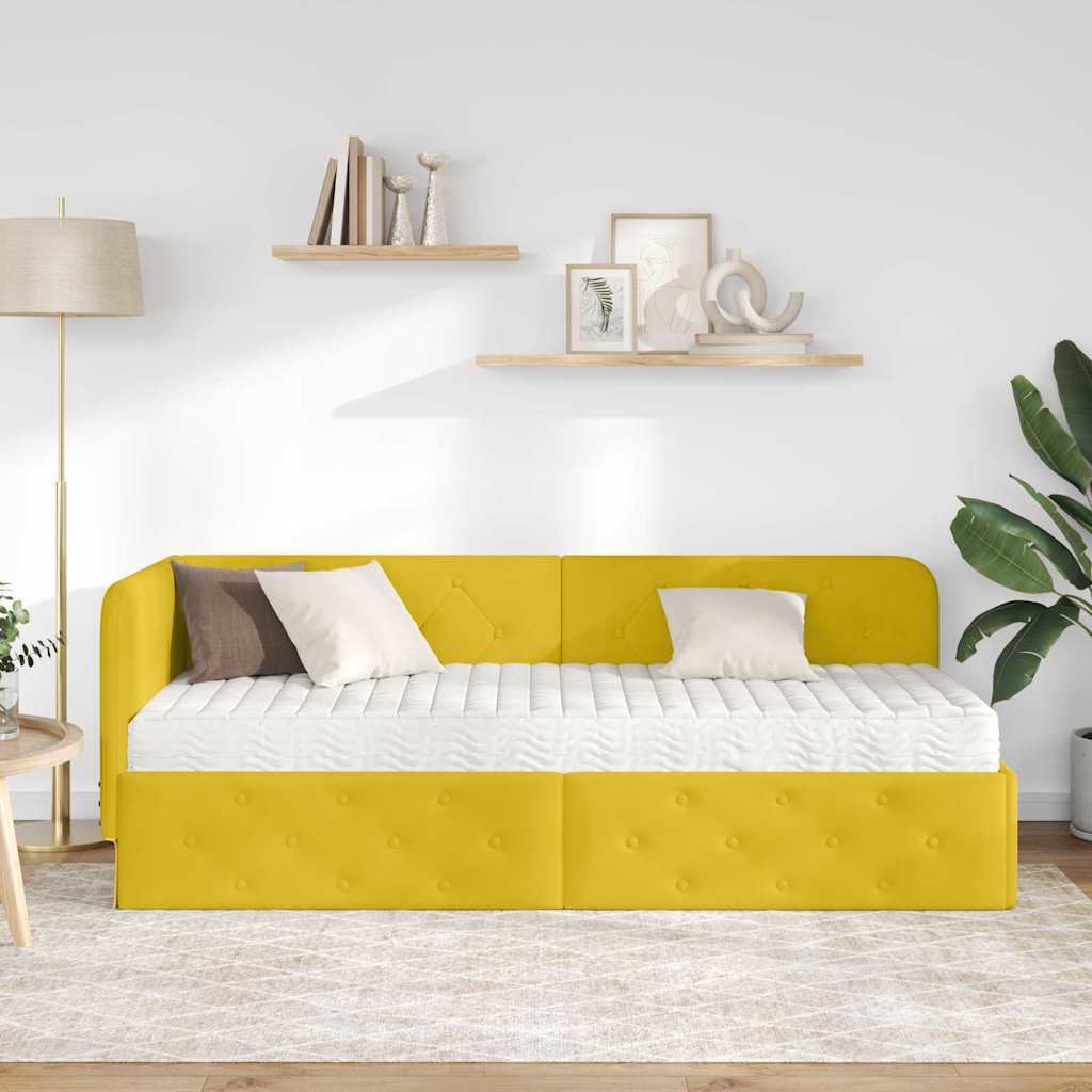 vidaXL Rama łóżka narożnego Żółty 80 x 200 cm Aksamit