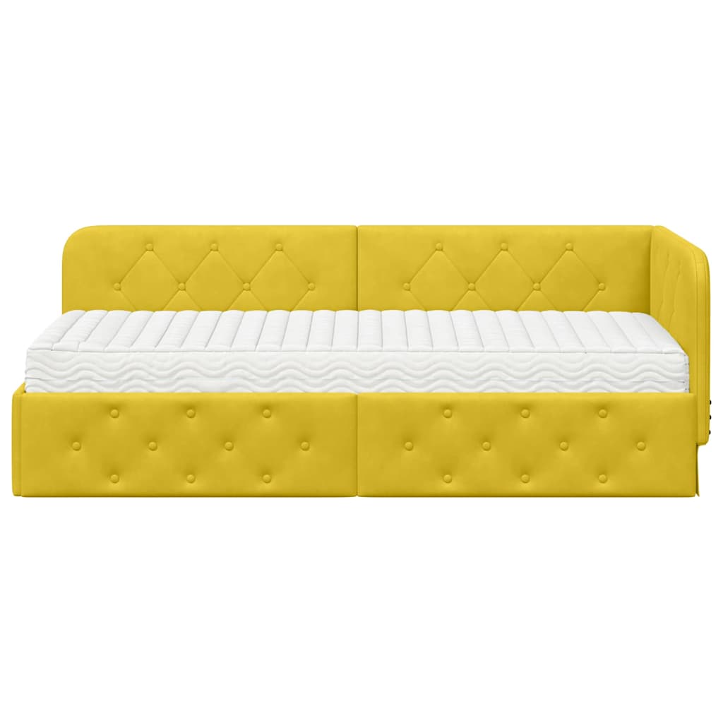 vidaXL Rama łóżka narożnego Żółty 80 x 200 cm Aksamit