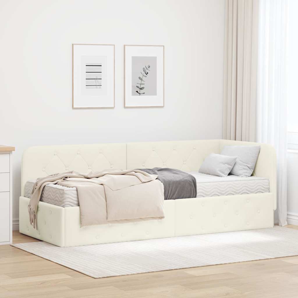 vidaXL Rama łóżka narożnego Kremowy 80 x 200 cm Aksamit
