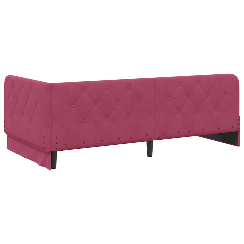 vidaXL Rama łóżka narożnego Czerwone wino 90 x 200 cm Aksamit