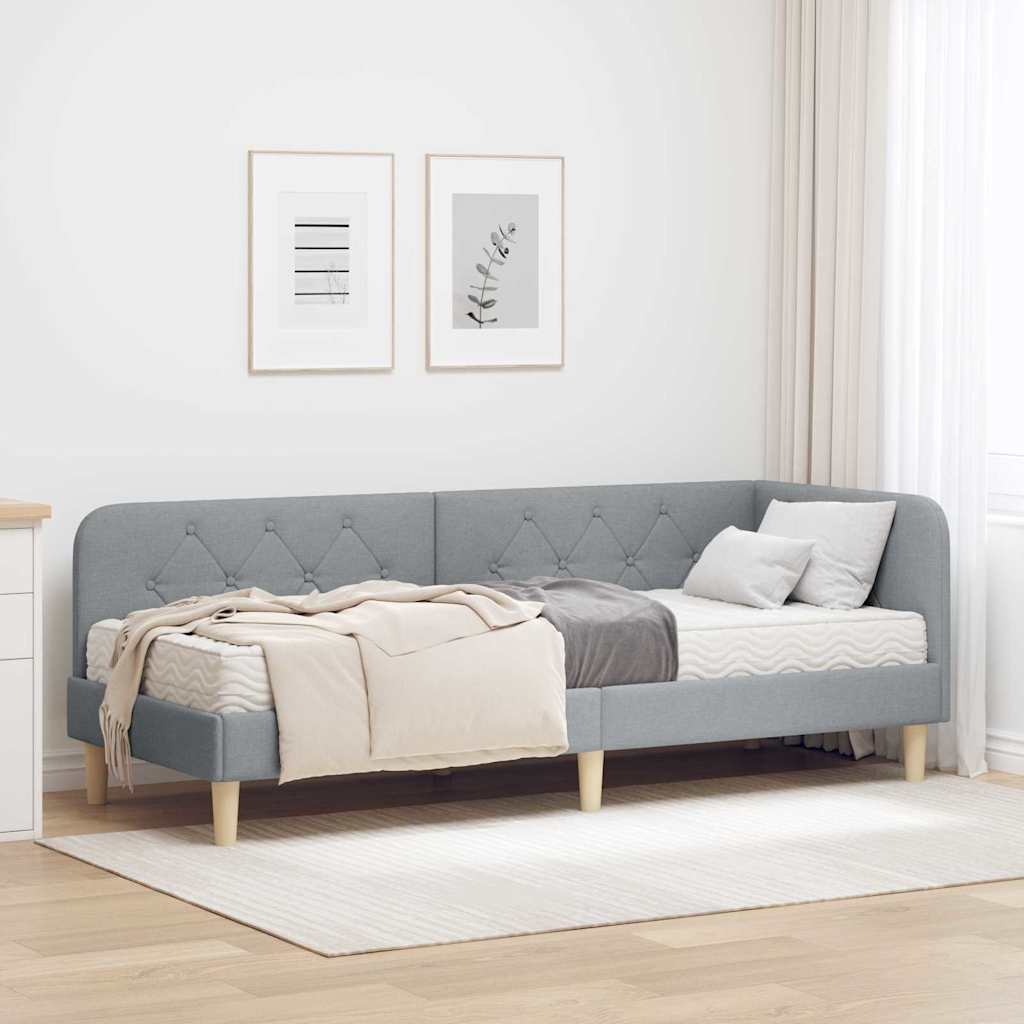 vidaXL Rama łóżka narożnego Jasnoszary 80 x 200 cm tkanina