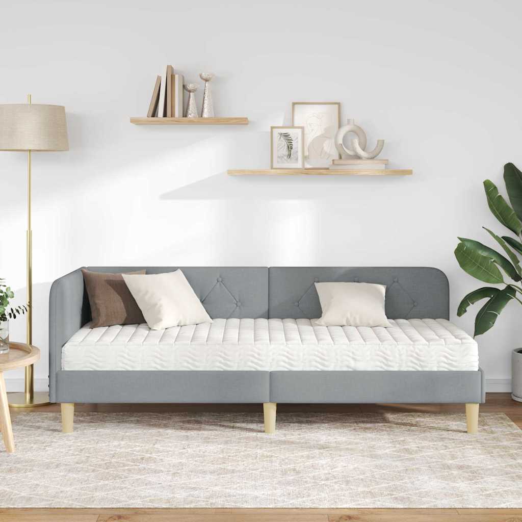 vidaXL Rama łóżka narożnego Jasnoszary 80 x 200 cm tkanina