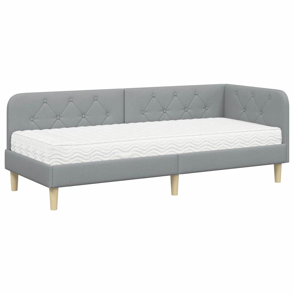 vidaXL Rama łóżka narożnego Jasnoszary 80 x 200 cm tkanina