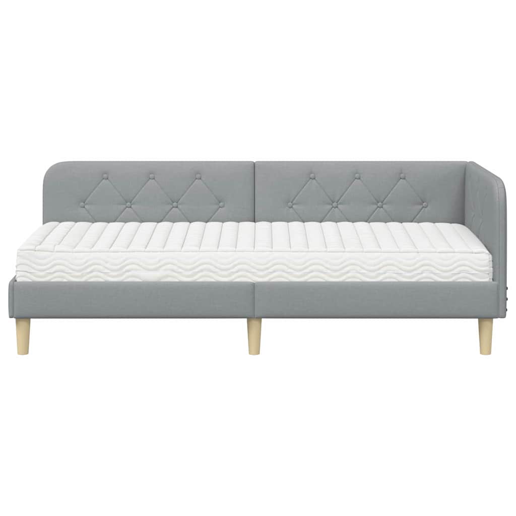 vidaXL Rama łóżka narożnego Jasnoszary 80 x 200 cm tkanina