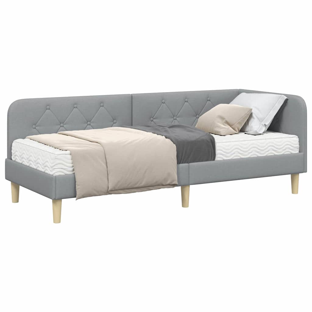 vidaXL Rama łóżka narożnego Jasnoszary 80 x 200 cm tkanina