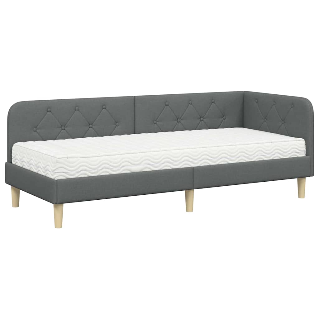 vidaXL Rama łóżka narożnego Ciemnoszary 80 x 200 cm tkanina