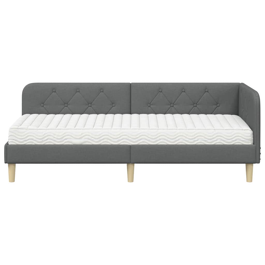 vidaXL Rama łóżka narożnego Ciemnoszary 80 x 200 cm tkanina