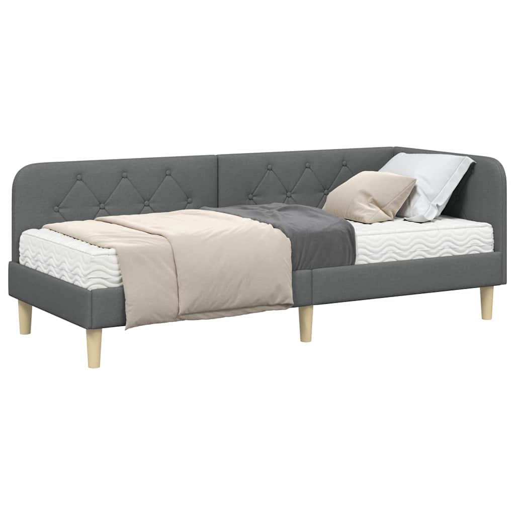 vidaXL Rama łóżka narożnego Ciemnoszary 80 x 200 cm tkanina