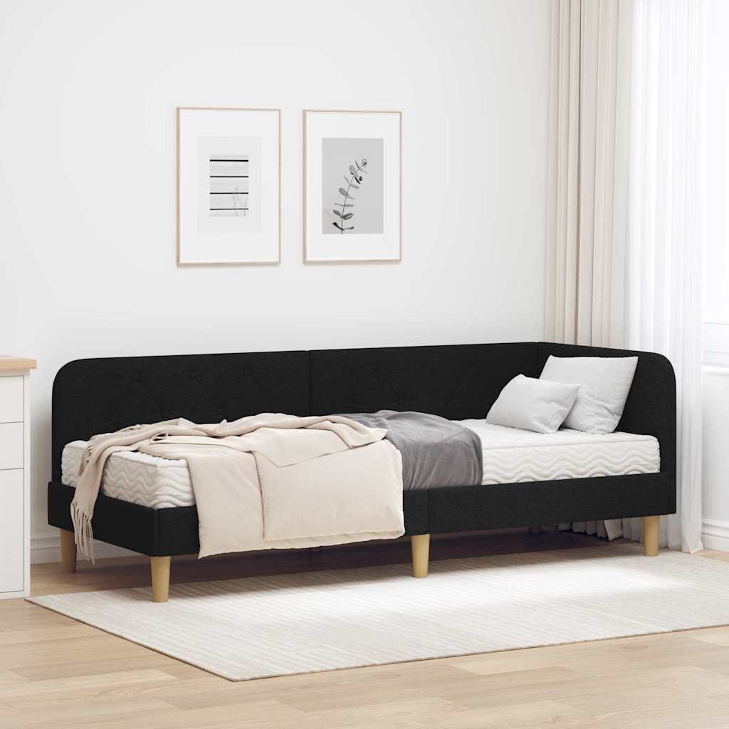 vidaXL Rama łóżka narożnego Czarny 80 x 200 cm tkanina