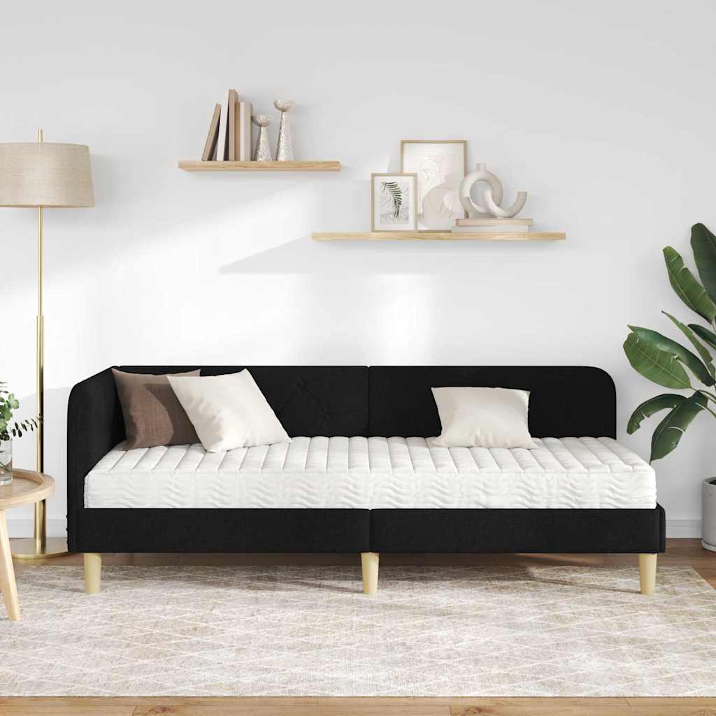 vidaXL Rama łóżka narożnego Czarny 80 x 200 cm tkanina