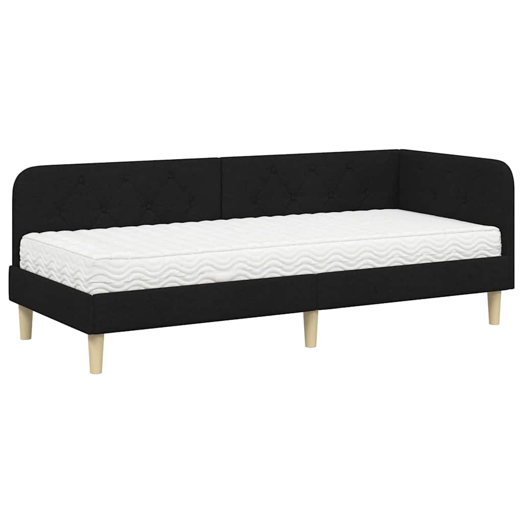 vidaXL Rama łóżka narożnego Czarny 80 x 200 cm tkanina