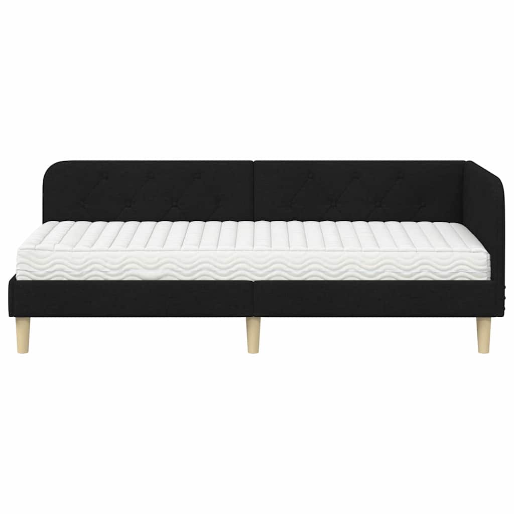 vidaXL Rama łóżka narożnego Czarny 80 x 200 cm tkanina