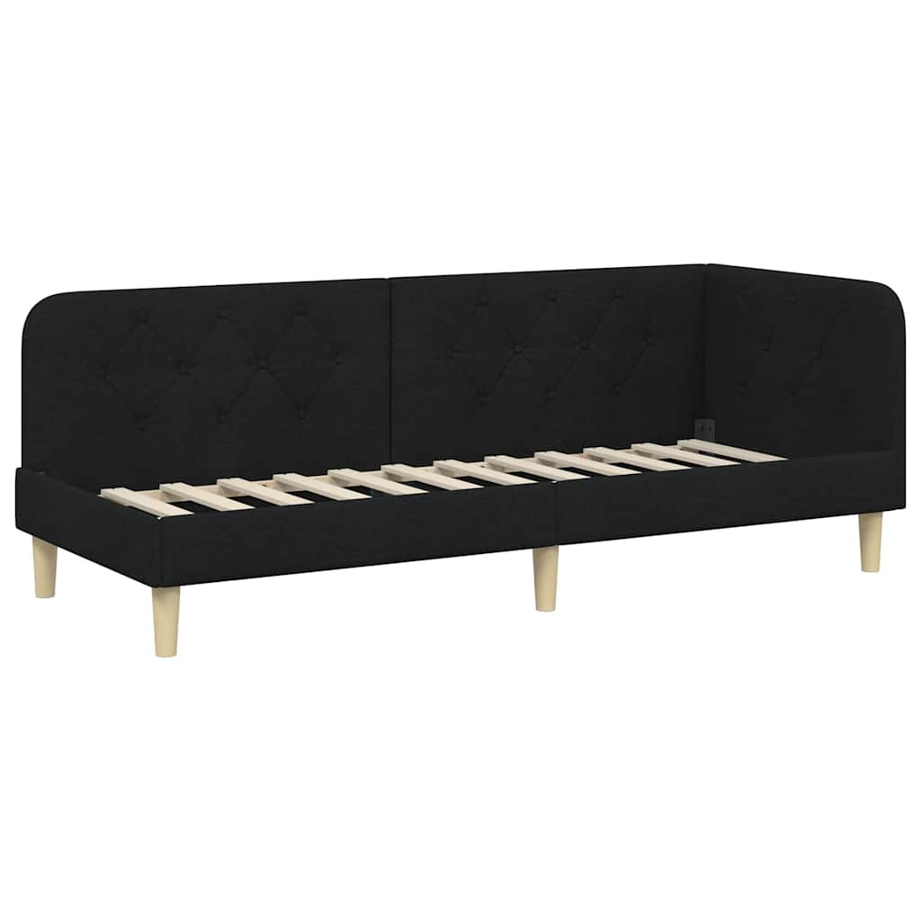 vidaXL Rama łóżka narożnego Czarny 80 x 200 cm tkanina