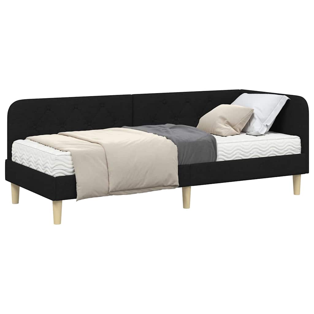 vidaXL Rama łóżka narożnego Czarny 80 x 200 cm tkanina