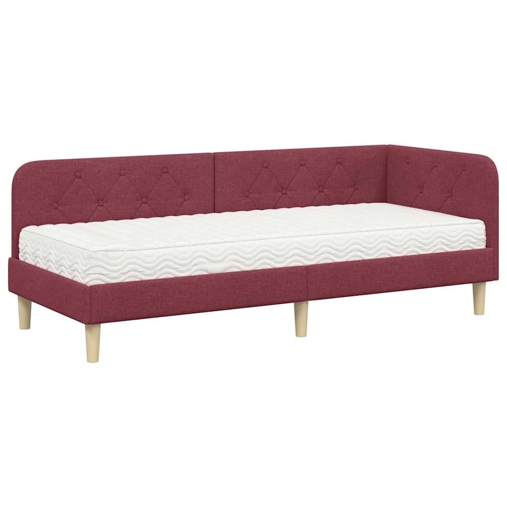 vidaXL Rama łóżka narożnego Czerwone wino 80 x 200 cm tkanina