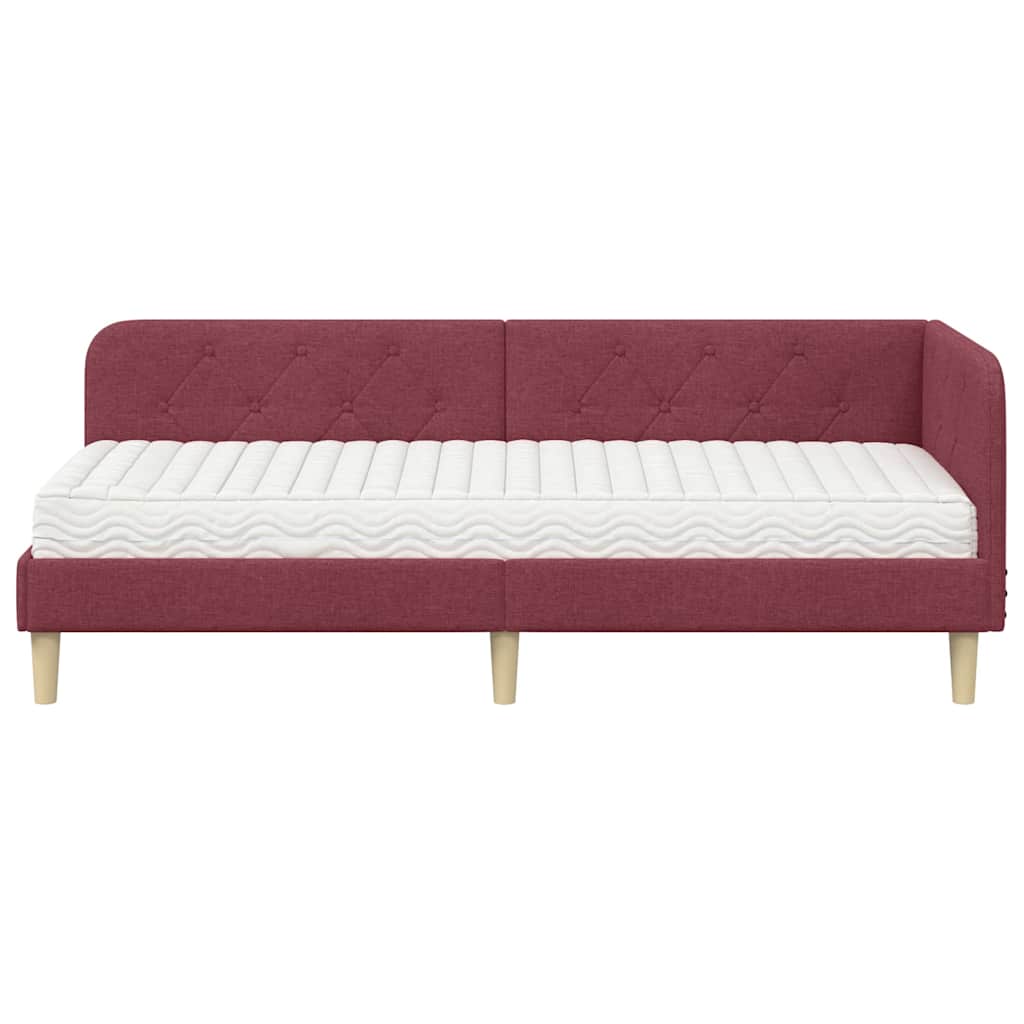 vidaXL Rama łóżka narożnego Czerwone wino 80 x 200 cm tkanina