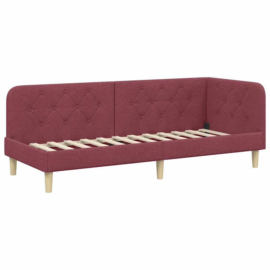 vidaXL Rama łóżka narożnego Czerwone wino 80 x 200 cm tkanina