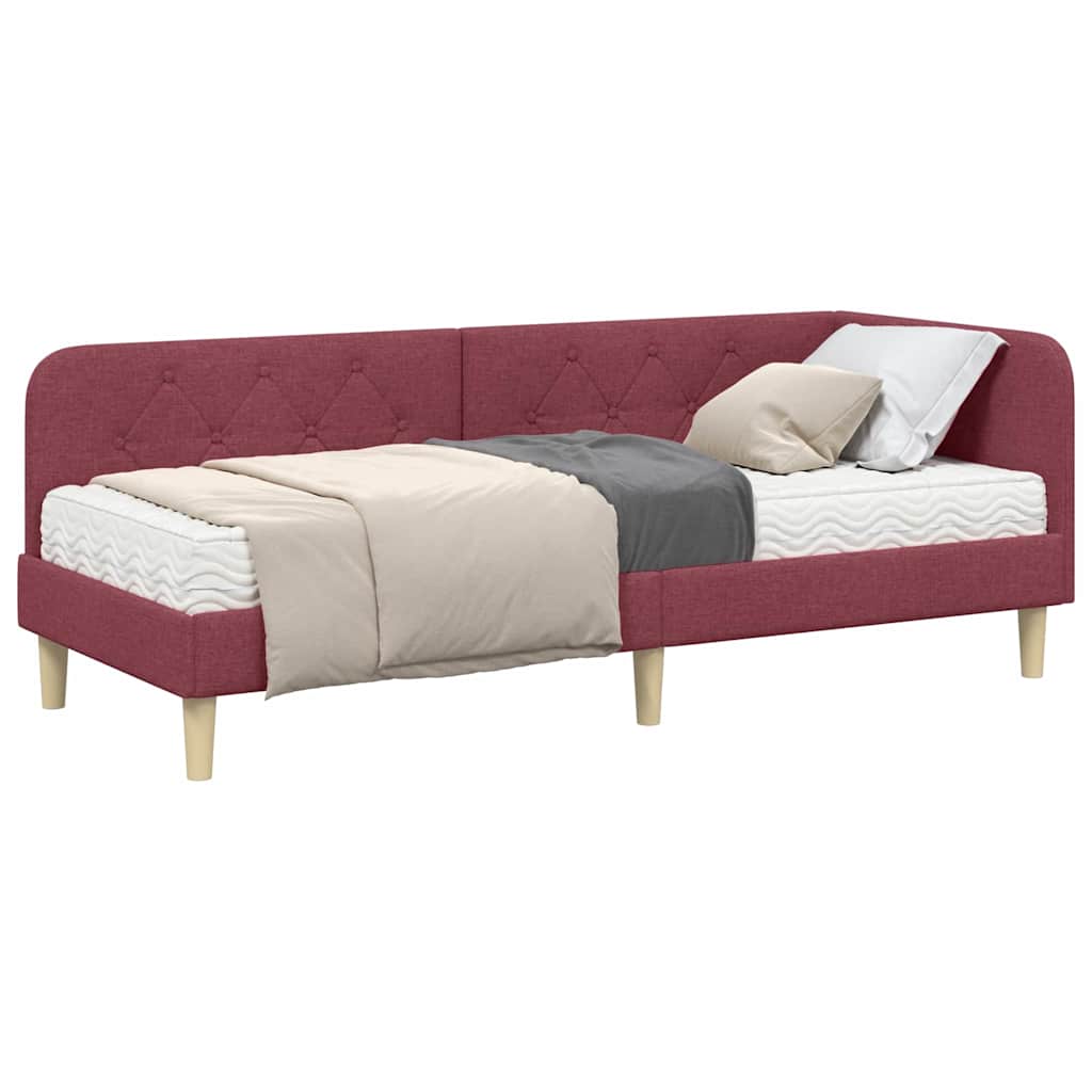 vidaXL Rama łóżka narożnego Czerwone wino 80 x 200 cm tkanina