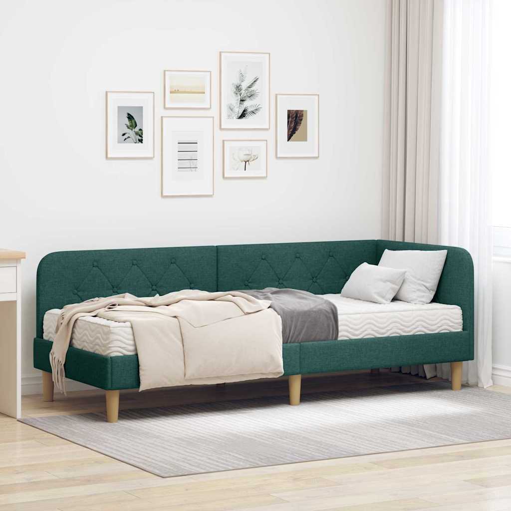 vidaXL Rama łóżka narożnego Ciemna zieleń 80 x 200 cm tkanina