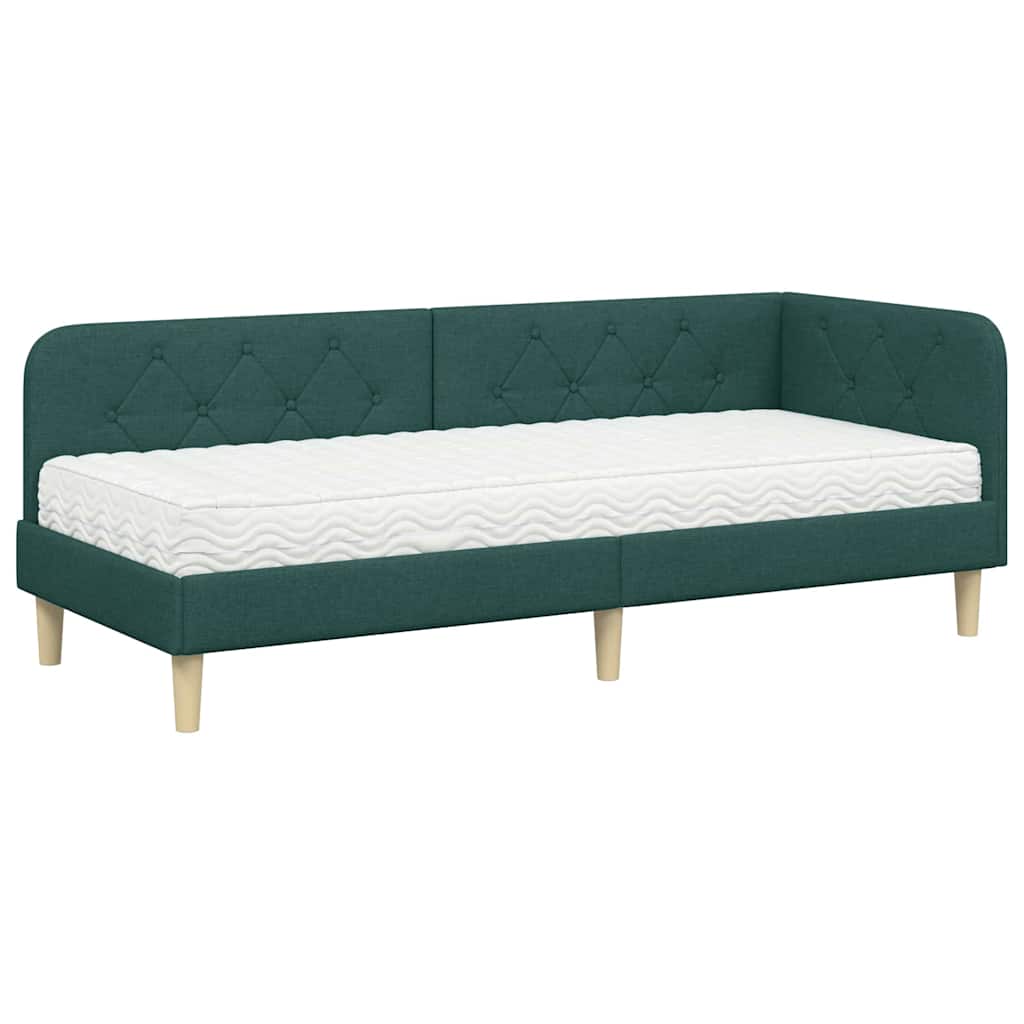 vidaXL Rama łóżka narożnego Ciemna zieleń 80 x 200 cm tkanina
