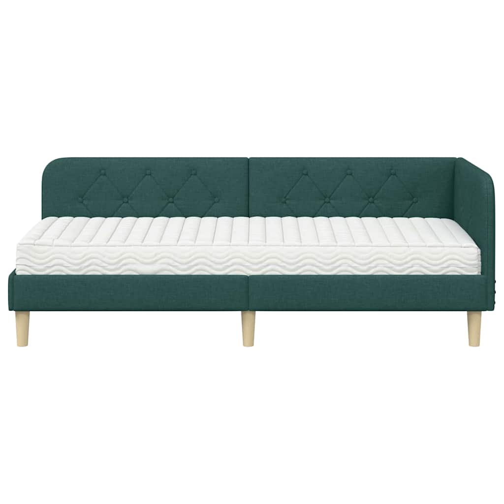 vidaXL Rama łóżka narożnego Ciemna zieleń 80 x 200 cm tkanina