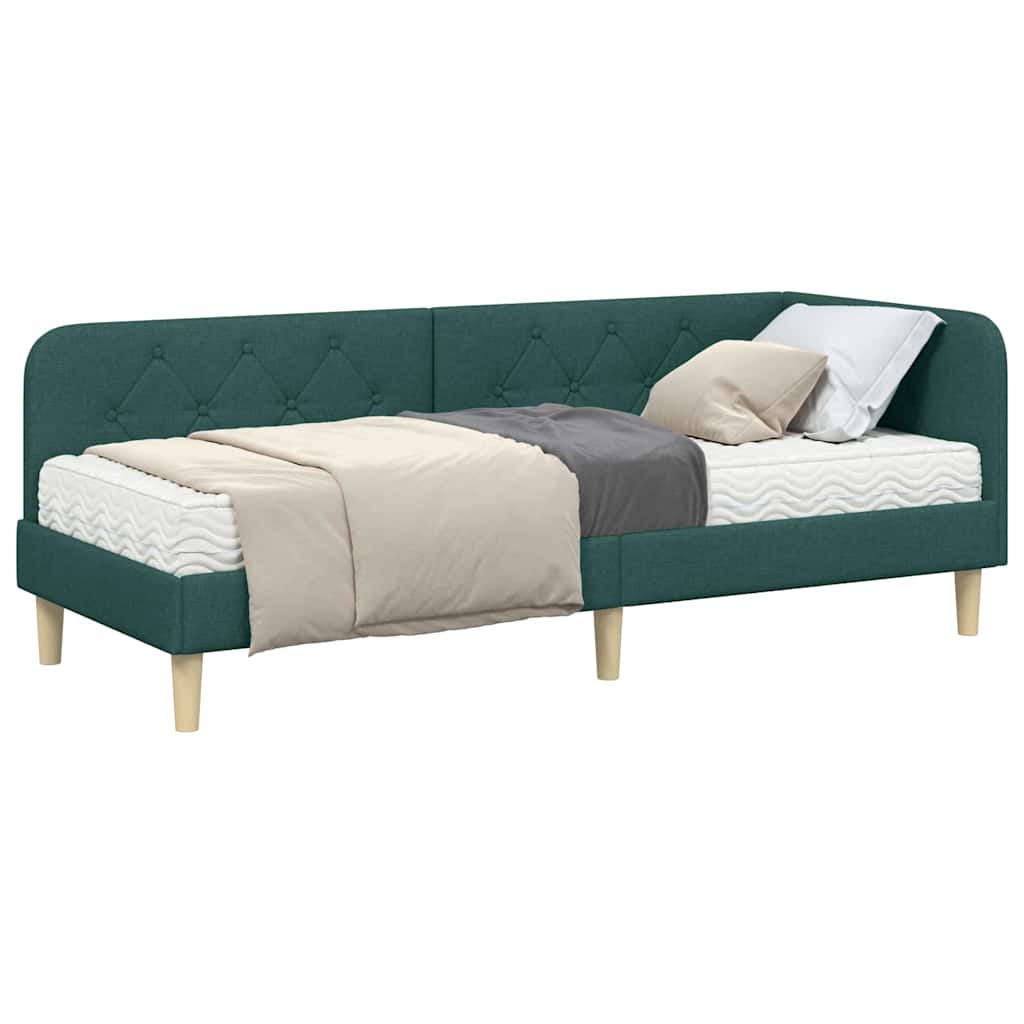 vidaXL Rama łóżka narożnego Ciemna zieleń 80 x 200 cm tkanina