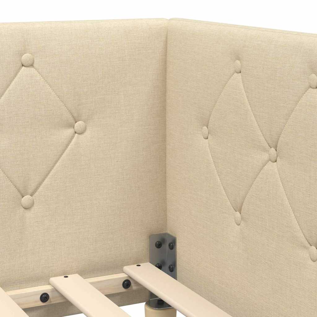 vidaXL Rama łóżka narożnego Kremowy 80 x 200 cm tkanina