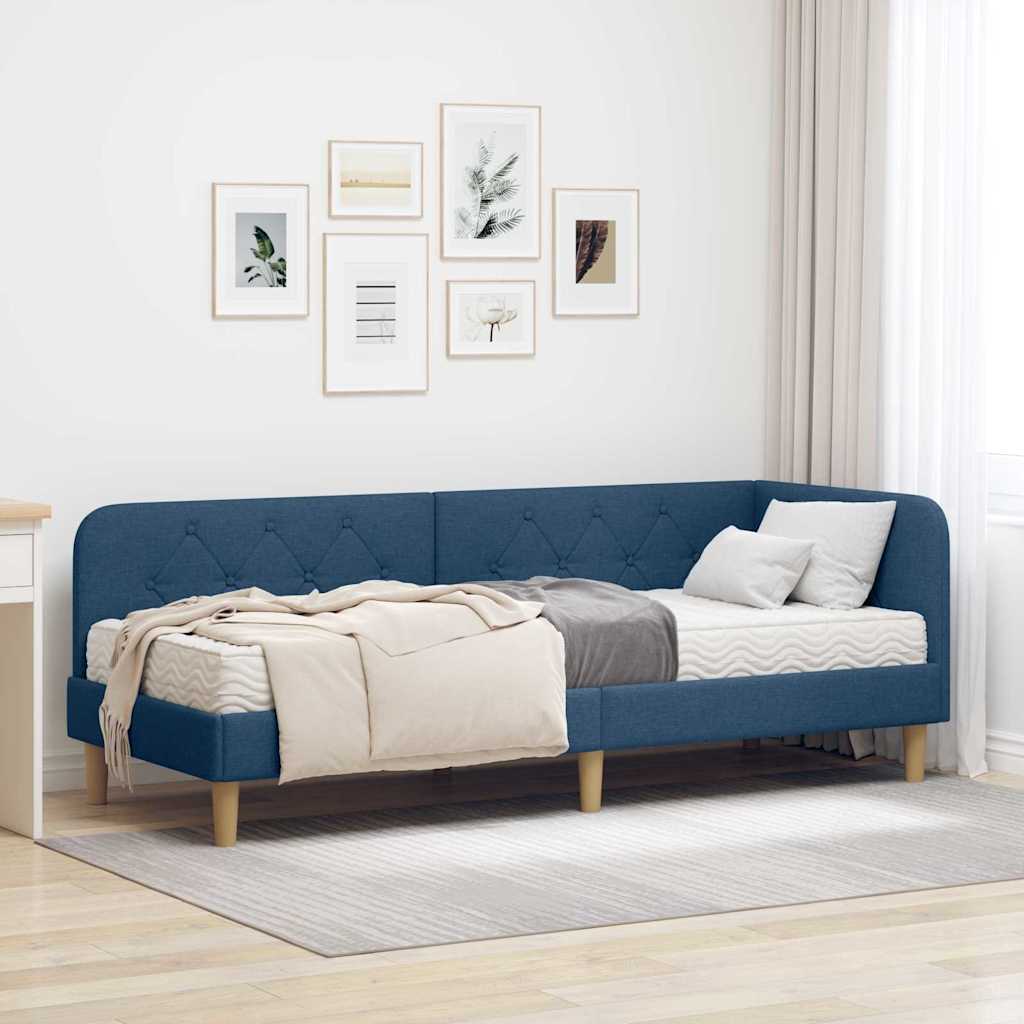 vidaXL Rama łóżka narożnego Niebieski 80 x 200 cm tkanina