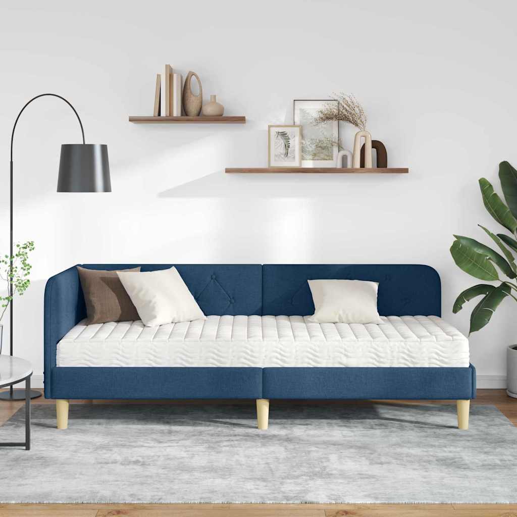 vidaXL Rama łóżka narożnego Niebieski 80 x 200 cm tkanina