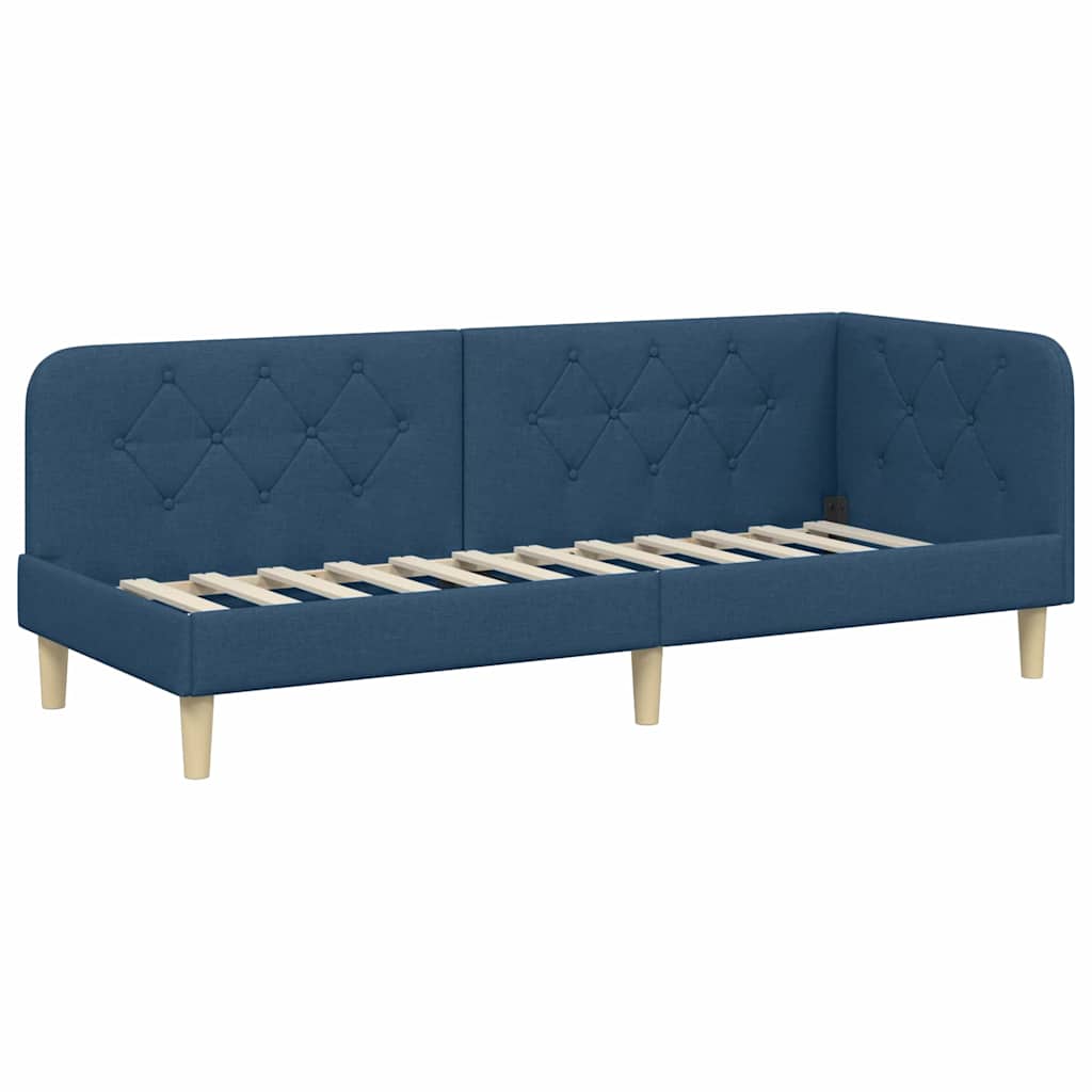vidaXL Rama łóżka narożnego Niebieski 80 x 200 cm tkanina