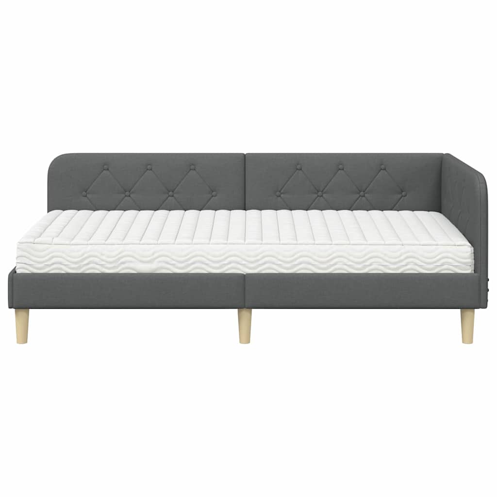 vidaXL Rama łóżka narożnego Ciemnoszary 90 x 190 cm tkanina